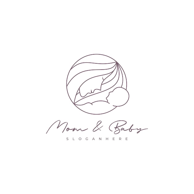 Premium Vector | Mother And Baby Logo Design With Line Style