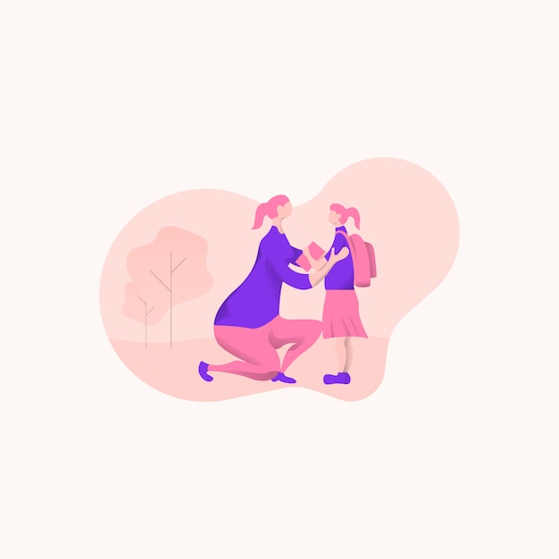 Premium Vector Mother and daughter are talking. flat vector illustration