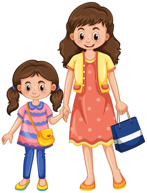 Download Free Vector | Mother and daughter holding hands