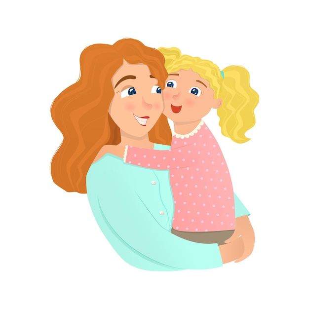 Premium Vector Mother And Daughter Hugging 