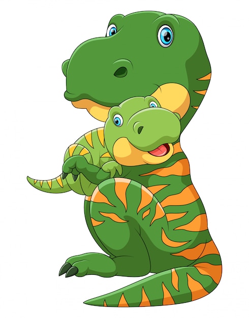 Download Mother dinosaur carrying cute baby dinosaur Vector ...