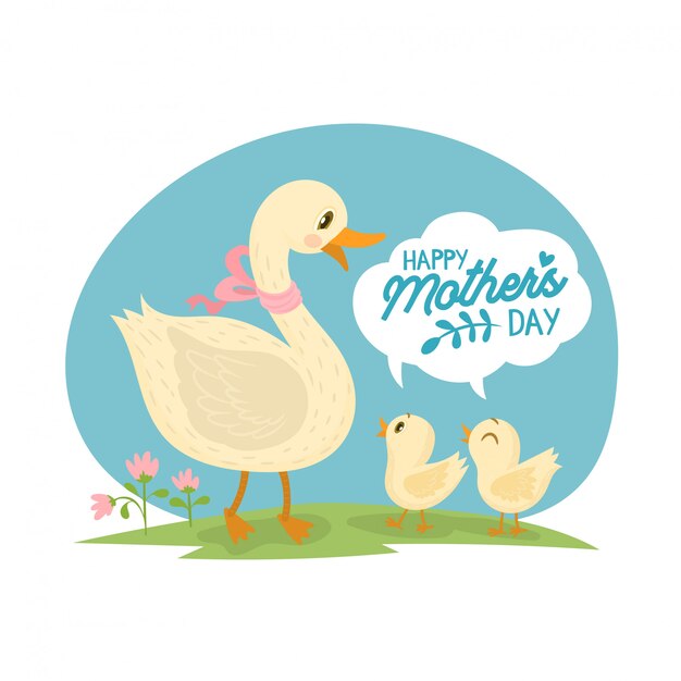 Download Mother duck and her ducklings | Premium Vector