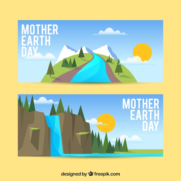 Mother earth day banners in flat design