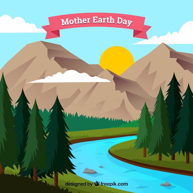 Mother earth day flat background