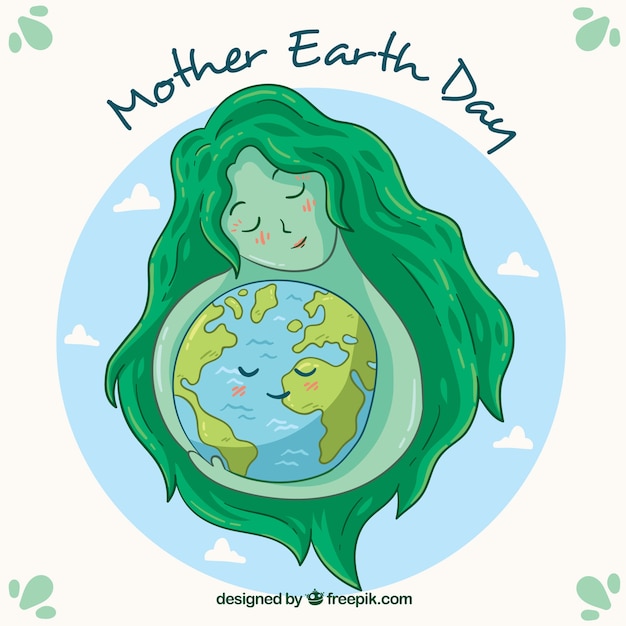 Mother earth day hand drawn background