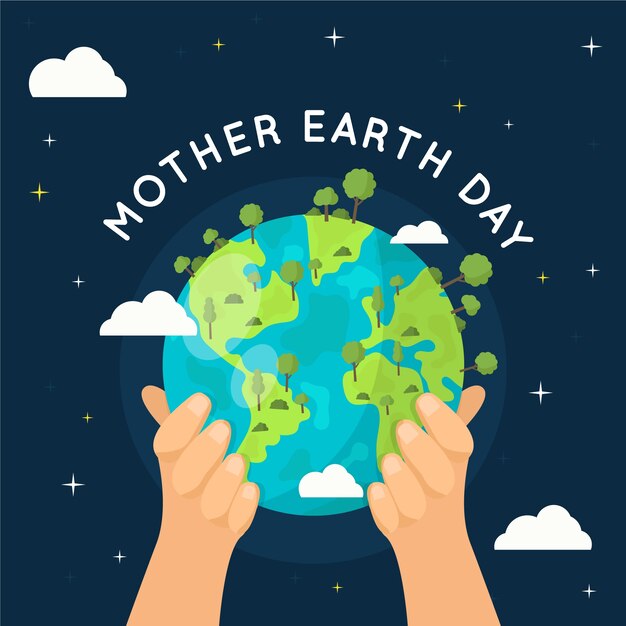母なる地球の日の壁紙フラットデザイン 無料のベクター