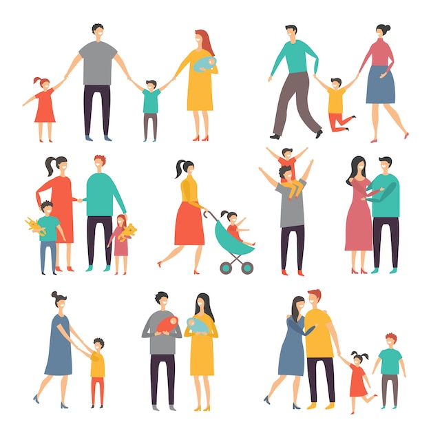 Premium Vector | Mother father and childrens. illustrations of happy ...