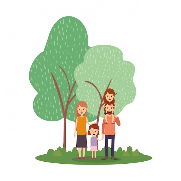 Download Mother father daughter son and trees Vector | Premium Download