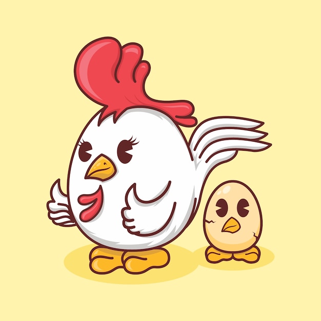 Premium Vector | Mother hen with egg cartoon illustration flat design