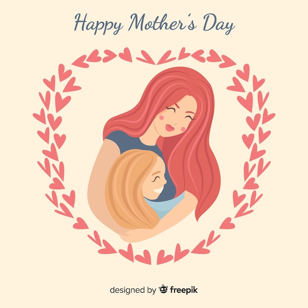 Download Mother hugging daughter mother's day background | Free Vector