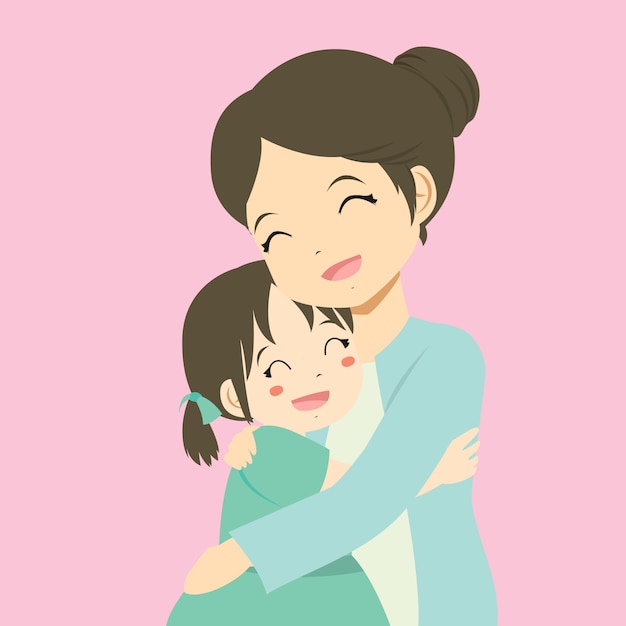 Premium Vector | A mother hugging her daughter