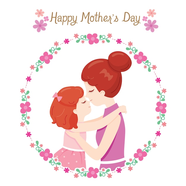 Premium Vector Mother Kissing On Forehead Of Daughter Happy Mothers Day