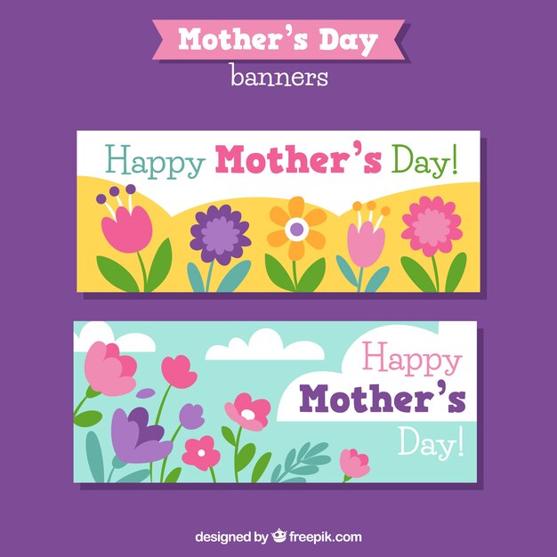 Free Vector | Mother's day banners in flat design