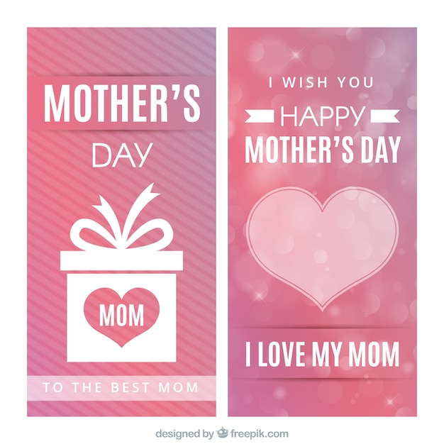 Free Vector Mother  s day banners with heart  and gift