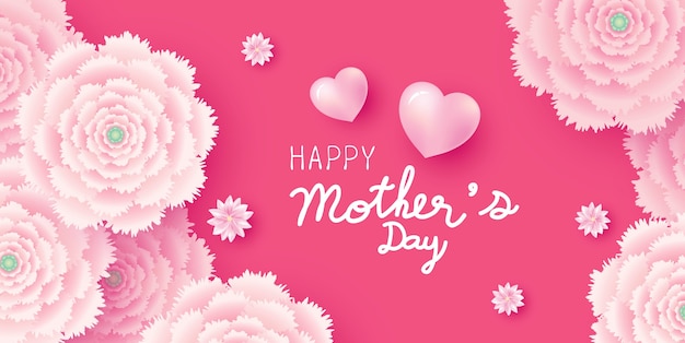 Mother's day card concept of pink flowers Vector | Premium Download