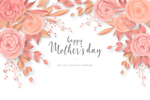 Free Vector Mothers Day Card With Elegant Flowers