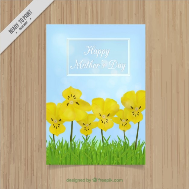 Mother\'s day card with yellow flowers