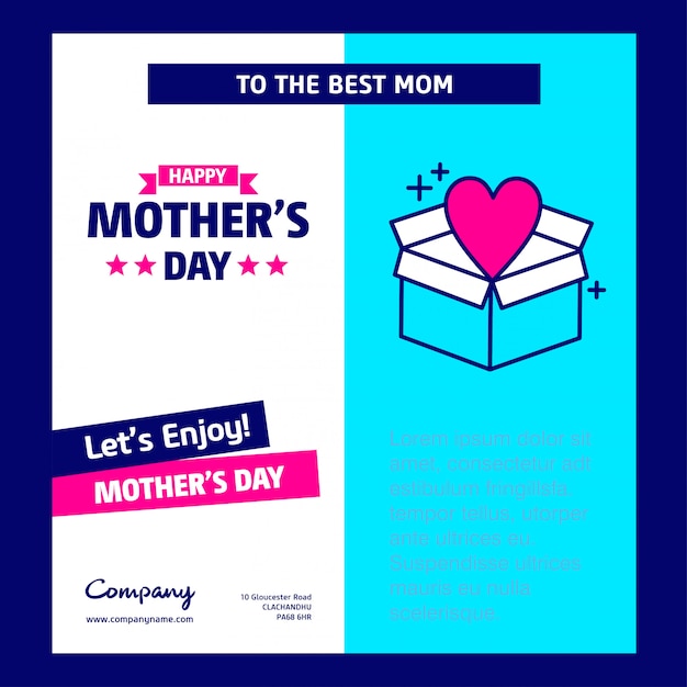 Mother\'s day card withblue theme and creative\
design vector