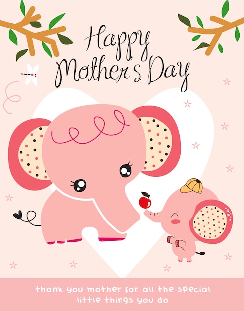 Download Premium Vector | Mother's day in cartoon stlye cute elephant