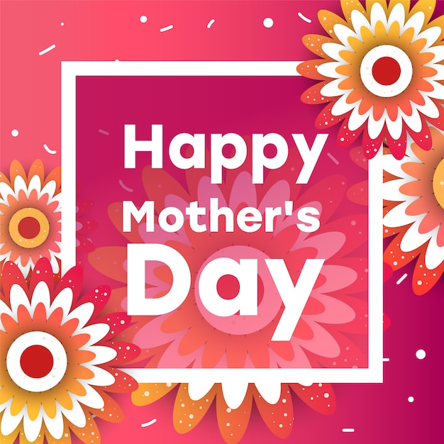 Premium Vector | Mother's day greeting card with blossom origami flowers