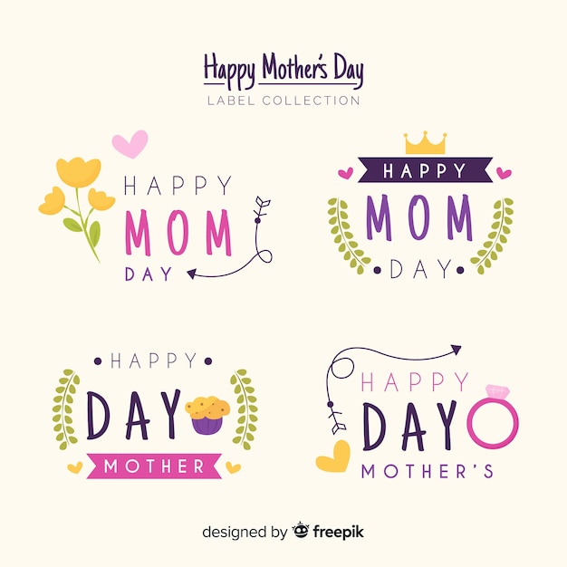 Free Vector | Mother's day label collection