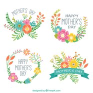 Free Vector Mother s Day Labels With Flowers