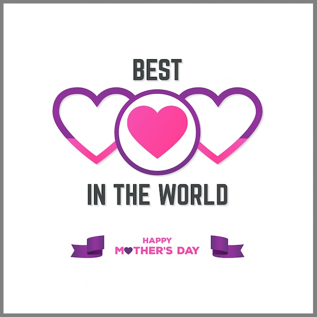 Mother\'s day lettering illustration with purple\
hearts