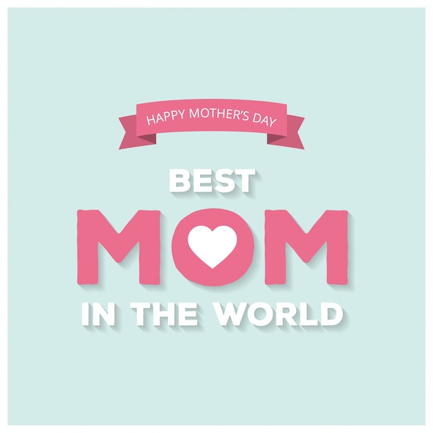 Mother's day lettering illustration with
ribbon