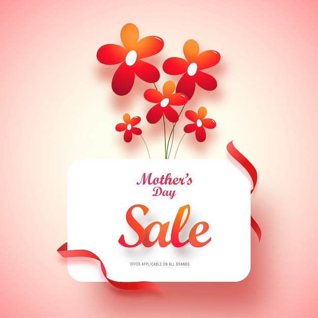 Premium Vector Mother's day sale banner design with flowers