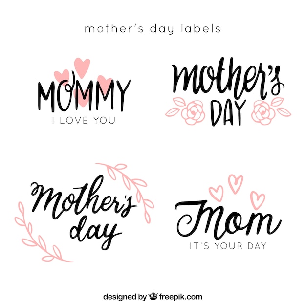 Free Vector | Mother's day stickers with calligraphic letters