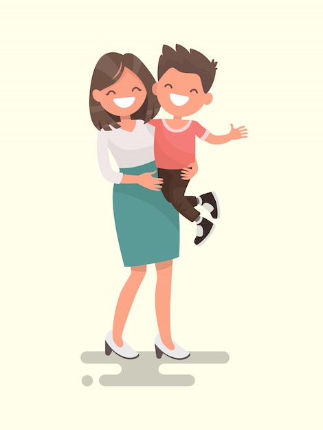 Download Premium Vector | Mother's love. mom and son illustration