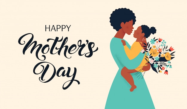Download Mother silhouette with her baby. card of happy mothers day ...
