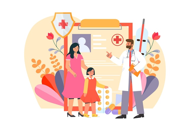 premium-vector-a-mother-taking-her-child-to-the-doctor