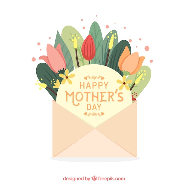 Mothers Day Background With Envelope Free Vector