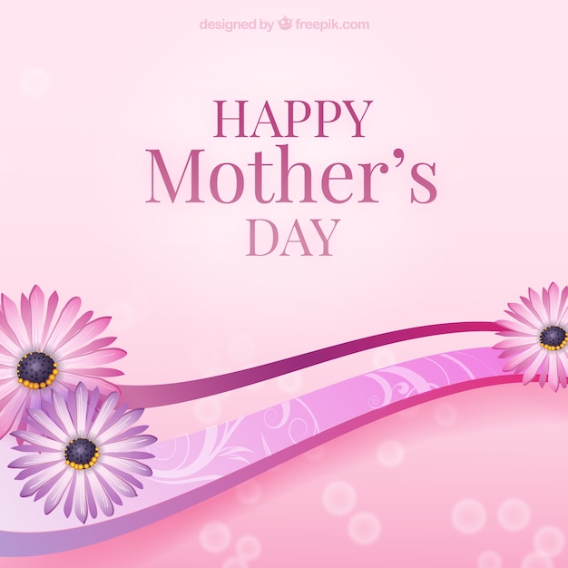 Mothers Day Card With Flowers Vector Free Download