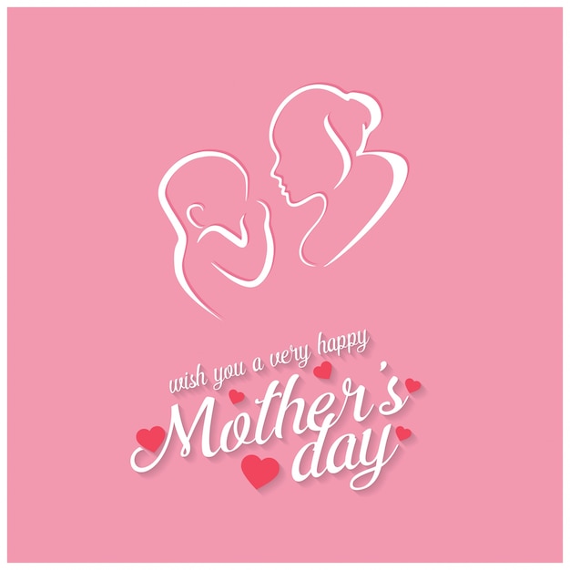 Mothers day lettering on pink background
