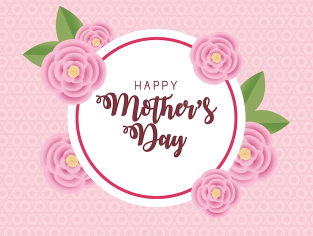 Premium Vector | Mothers day postcard with pink flowers