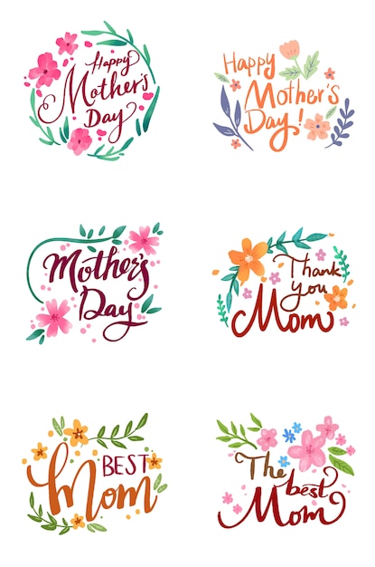 Download Mothers day various watercolor flowers decorative font ...