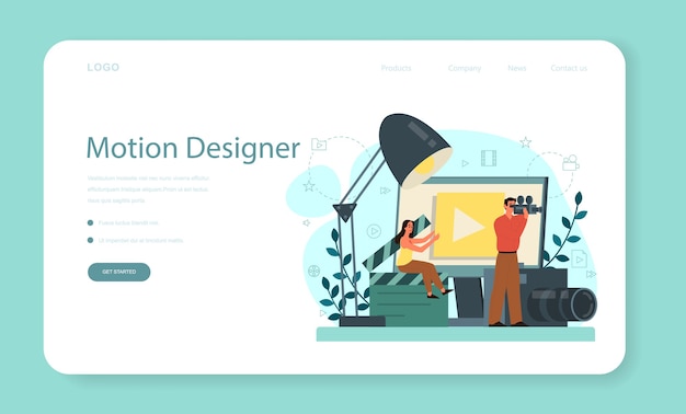 Download Premium Vector | Motion or video designer web banner or landing page. artist create computer ...