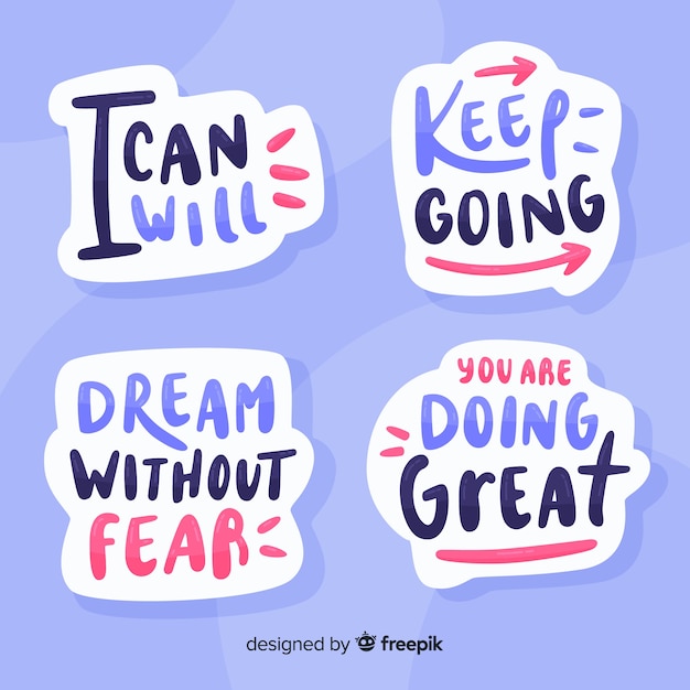 motivational quote lettering stickers set vector free