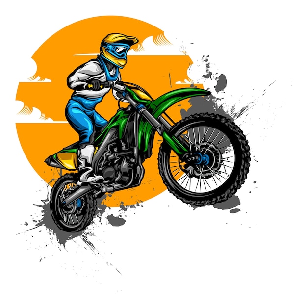 Premium Vector Motocross illustration designs on solid color