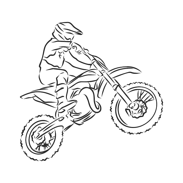 Premium Vector Motocross motorbike hand drawn vector illustration sketch