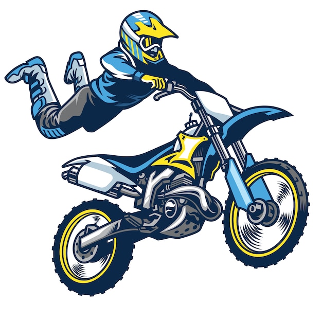 Motocross rider doing superman trick | Premium Vector