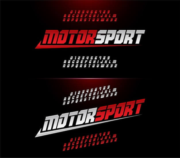 Motor racing  sport modern alphabet and number fonts  