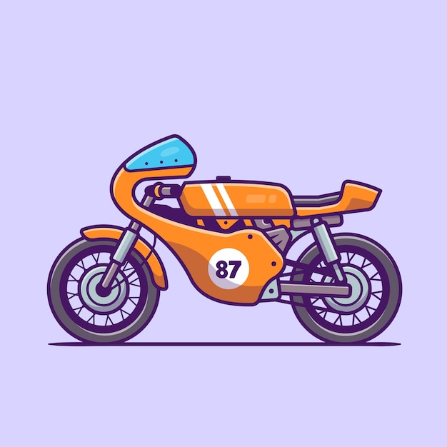 バイク漫画アイコンイラスト 分離されたオートバイ車両アイコンコンセプト フラット漫画スタイル プレミアムベクター