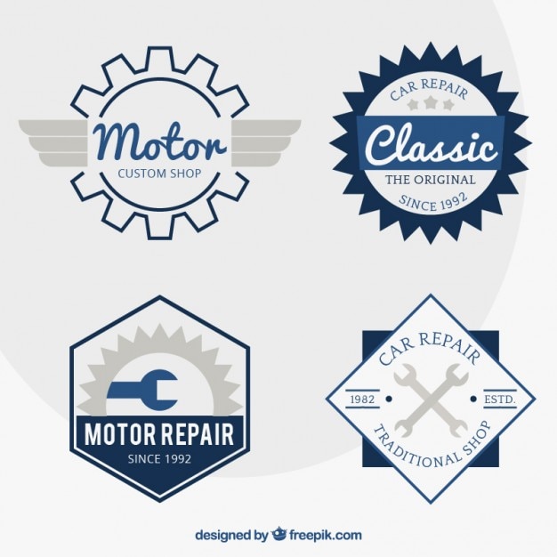 Motorcycle badges in retro style