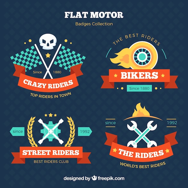 Motorcycle colorful badges