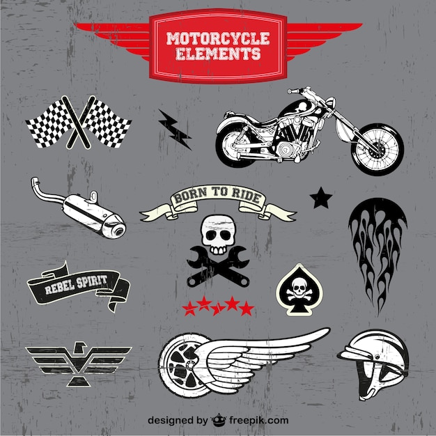 Motorcycle elements labels