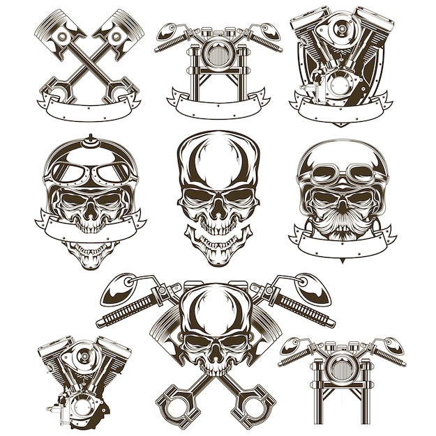 Download Free Motorcycle Skull Logo Set Premium Vector Use our free logo maker to create a logo and build your brand. Put your logo on business cards, promotional products, or your website for brand visibility.