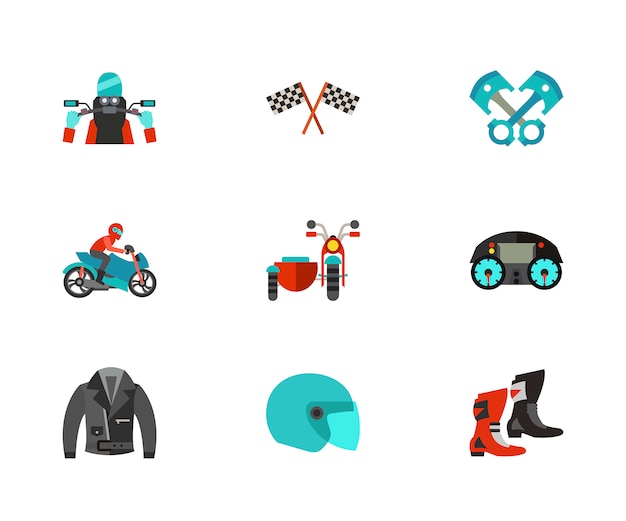 Motorcycling Icon Set